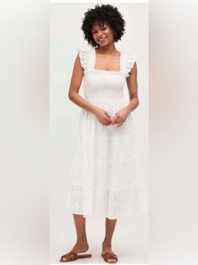 Hill House Ellie Nap dress in white eyelet and swiss dot sz M